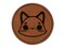 Charming Kawaii Chibi Fox Face Blushing Cheeks Round Iron-On Engraved Faux Leather Patch Applique - 2.5"